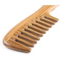 thumbnail image 4 of Peine de madera de dientes grandes y anchos, peine de sándalo verde, peine de madera para rizar el cabello, peines antiestáticos hechos a mano (18,5 cm), 4 of 5