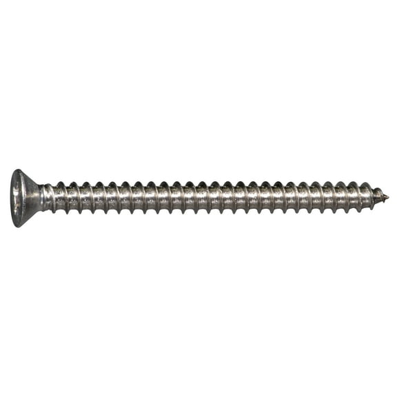 #8 x 2" 316 Stainless Steel Phillips Flat Head Sheet Metal Screws (12 pcs.)