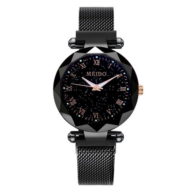 Reloj de pulsera con hebilla magnética literal pequeña para mujer, moderno y sencillo, con trémolo y luminoso