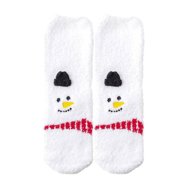 Calcetines de Navidad Gibobby para niños grandes y mujeres, Forro polar, 6 pares, blanco, unitalla