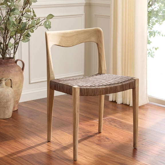Safavieh Sezja Wicker Scandinavian Wood Dining Side Chair, Natural/ Honey