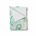 thumbnail image 2 of Flowers Soft Flannel Fleece Throw Blanket, Rainbow Colored Ombre Sketch Design with Florals Blossom Ivy Leaves, Cozy Plush for Indoor and Outdoor Use, 70" x 90", Turquoise White, by Ambesonne, 2 of 6