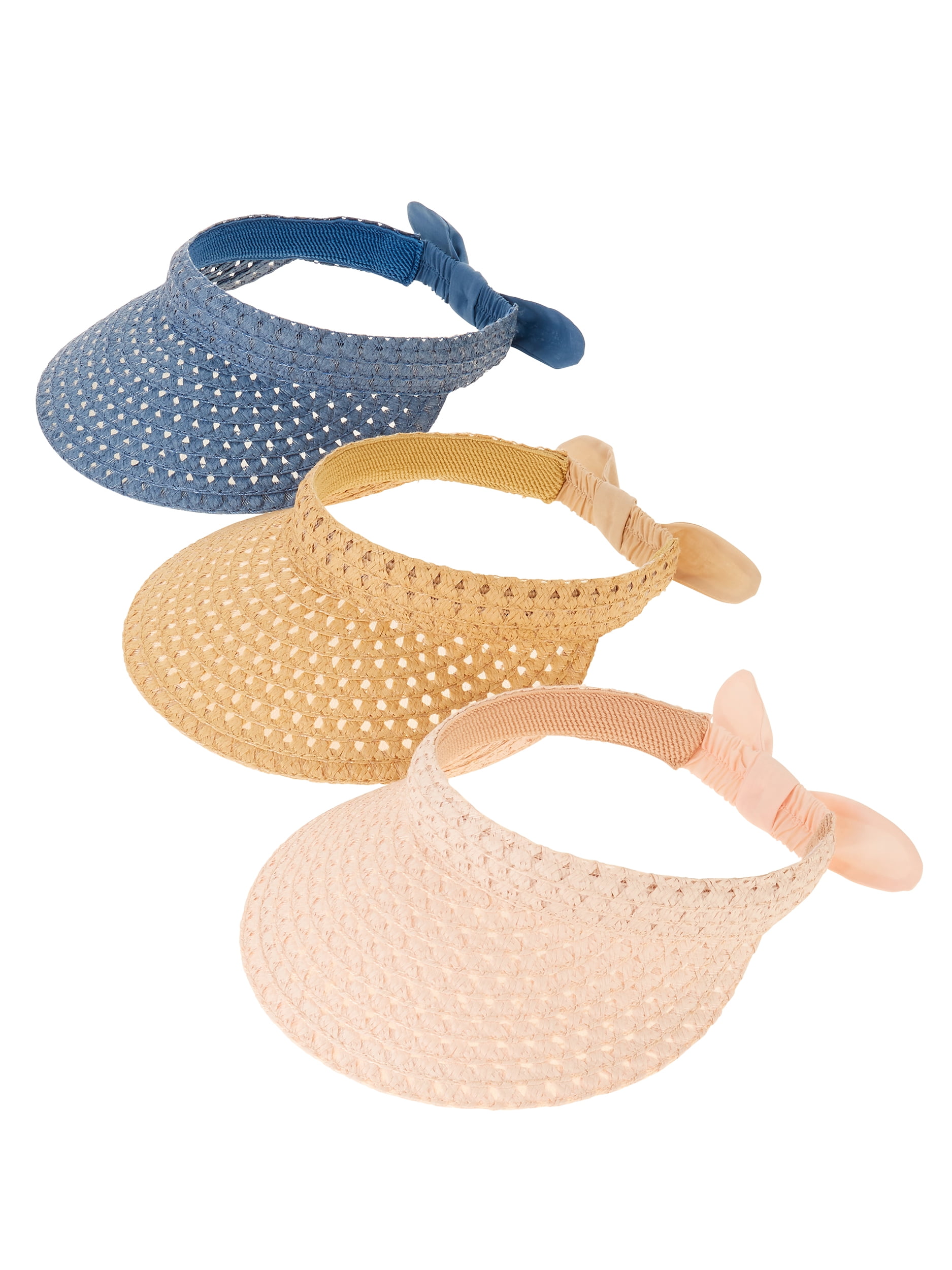 Time and Tru Women's Straw Visor 3Pack