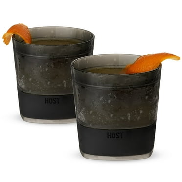 Host Freeze Plastic Double-Wall Cooling Cups for Whiskey & Bourbon, Smoke