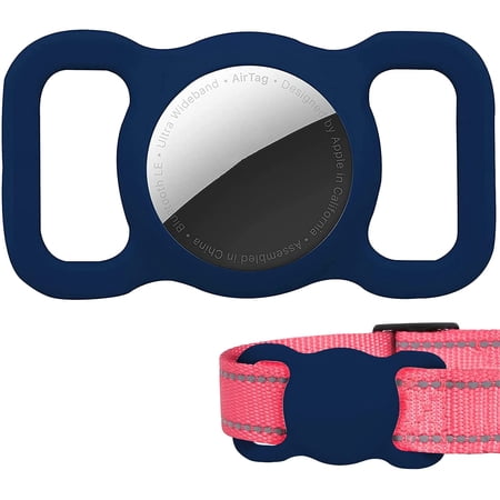 Silicone Case Compatible with Apple AirTag,Dog Cat Collar Pet Loop Holder for AirTags,Slide On Sleeve Compatible with AirTag Navy