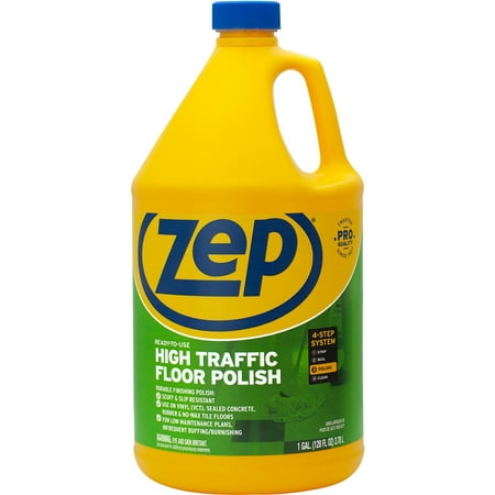 Zep, ZPEZUHTFF128, High-Traffic Floor Finish, 1 Each, Clear,Green