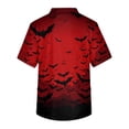 thumbnail image 4 of Domuza Scrub Top Men Plus Size V Neck Short Sleeve Spooky Horror Print Carer Top Comfort Soft Elastic Working Blouse with Chest Pockets Red XXL, 4 of 5