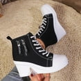 thumbnail image 6 of uvwlwu Women's Casual Shoes Fashion Platform Sneakers Comfortable On Lace Up Heel Everyday Walking Shoes For Women Stylish Solid Color Side Zipper Design(Black,7.5), 6 of 9