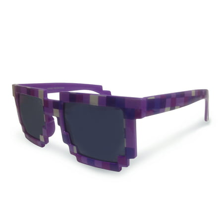 8-Bit Pixelated Purple Sunglasses Geek Square Nerd 90's Adult