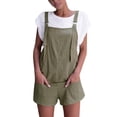 thumbnail image 2 of gbyLJF Women's Shorts Overalls Casual Cotton Linen Shorts Rompers Loose Fit Casual Summer Outfits with Pockets, 2 of 5