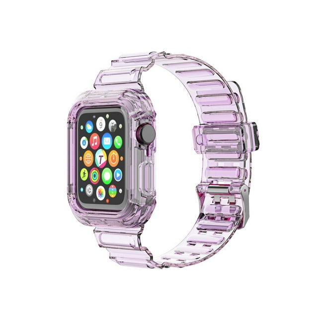 Compatible avec Apple iWatch Étui de Protection, Femmes Hommes Bracelet de Remplacement Doux Transparent pour Apple Watch (Transparent Violet, 38/40mm)