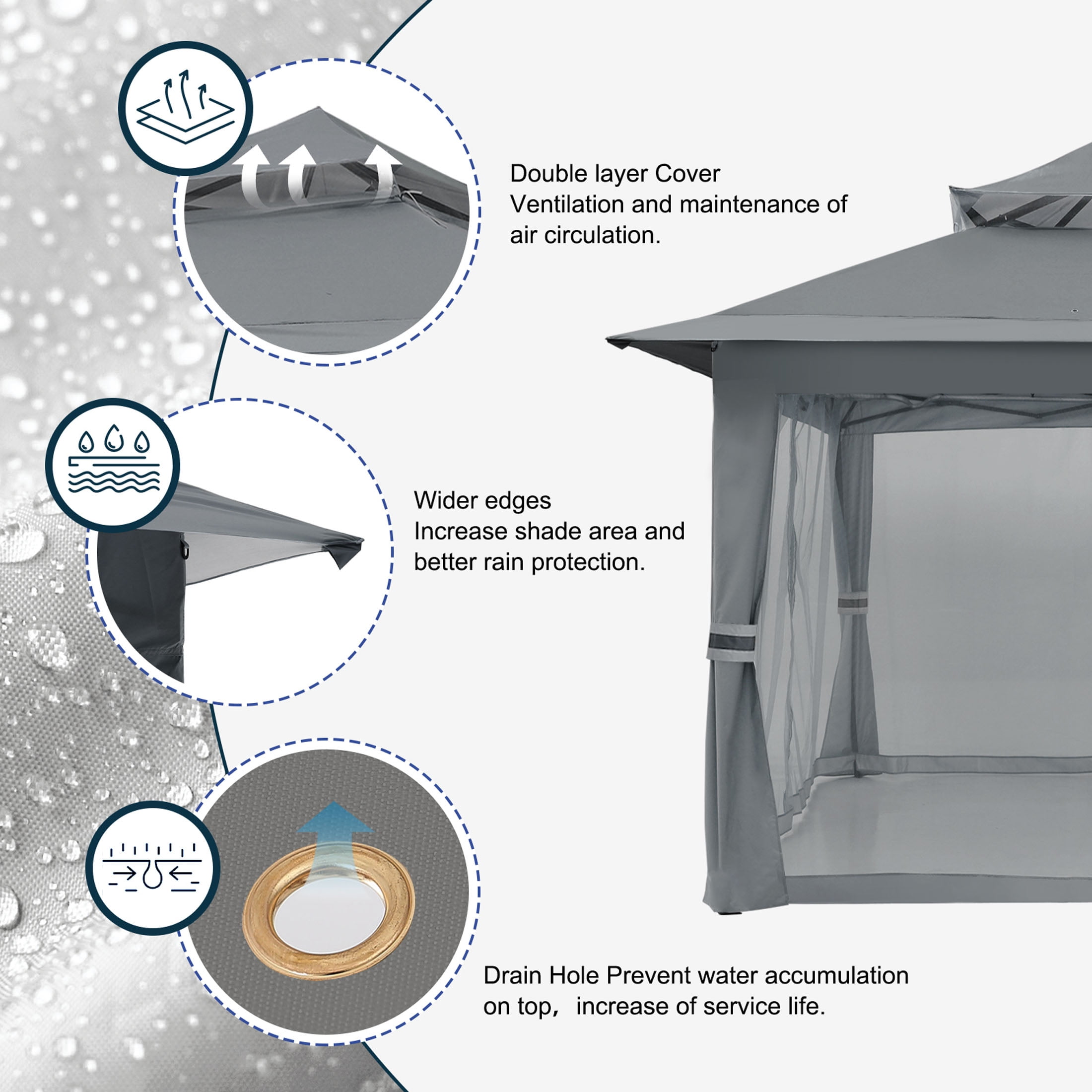 MASTERCANOPY 13 x 13ft Pop-up Gazebo Outdoor Canopy Tent with Mesh Walls, Dark Gray