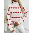 thumbnail image 2 of Sweaters for Women Trutleneck Valentine's Day Heart Knit Sweater Casual Ribbed Long Sleeve Knitted Pullover Sweater Alsol Lamesa, 2 of 6