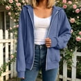 thumbnail image 6 of Women Fashion Hooded Sweatshirts Zip Front Soft Solid Blouse Long Sleeve Tops Pockets Hoodied Sweatshirt, 6 of 8