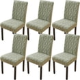 thumbnail image 1 of Granjero Gordo Funda para silla de comedor de 6 piezas de felpa jacquard geométrica, desmontable, lavable, suave y esponjosa, verde, 1 of 5