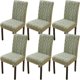 thumbnail image 1 of Nvzi 6 Pack Geometric Jacquard Plush Dining Chair Slipcover Removable Washable Soft Fuzzy Fluffy Chair Seat Protector Cover for Home Party Hotel Wedding Ceremony, Green, 1 of 4