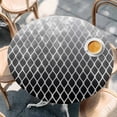 thumbnail image 2 of Black Ombre Stripe Round Tablecloth, Fitted Table Cover with Elastic for 45"-54" Round Tables, Modern Abstract Art Gradient Striped Table Cloth Outdoor Indoor Dinning Party Waterproof Tablecloths, 2 of 7