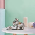 thumbnail image 4 of Figura adorable de una familia de elefantes, estatua de animal para escritorio de oficina, adorno decorativo para estante. Plata, 4 of 9