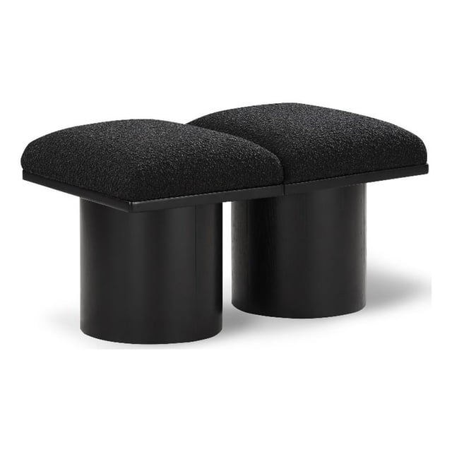 Meridian Furniture Pavilion Black Boucle Fabric Bench