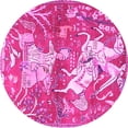 thumbnail image 1 of Ahgly Company Indoor Round Animal Pink Traditional Area Rugs, 4' Round, 1 of 4