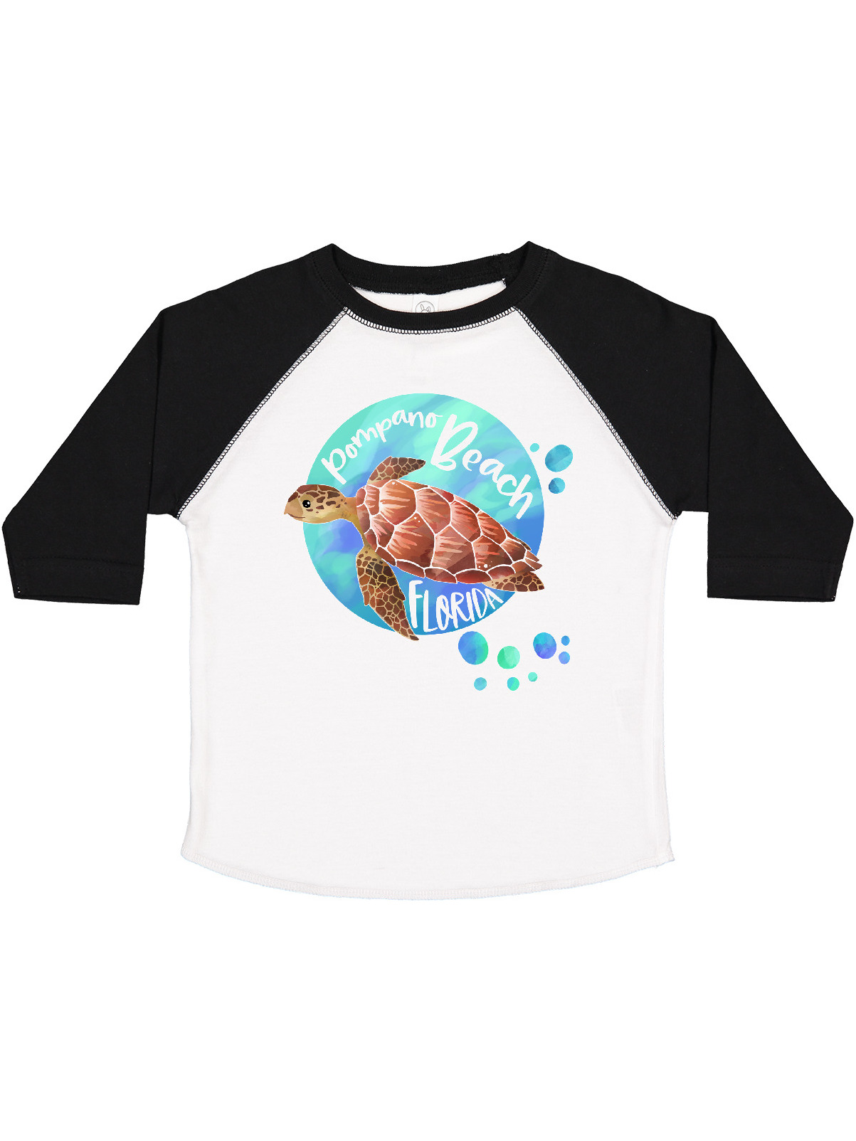 Inktastic Pompano Beach, Florida Swimming Sea Turtle with Bubbles Boys or Girls Toddler T-Shirt