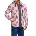 thumbnail image 2 of Wukai Floral Strawberr Print Men's Zip-Up Hoodie,Fleece Full-Zip Hoodie for Men, Hooded Sweatshirt-X-Large, 2 of 5