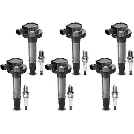 Ignition Coil Set with Spark Plugs 6 - Compatible with 2015 - 2018 Ford Transit-250 3.7L V6 - Autopart Premium