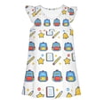 thumbnail image 5 of Curuila Children Girls Dress Flutter Sleeve Cartoon Print Crew Neck For School Casual Dresses Size 3-4 Years, 5 of 7