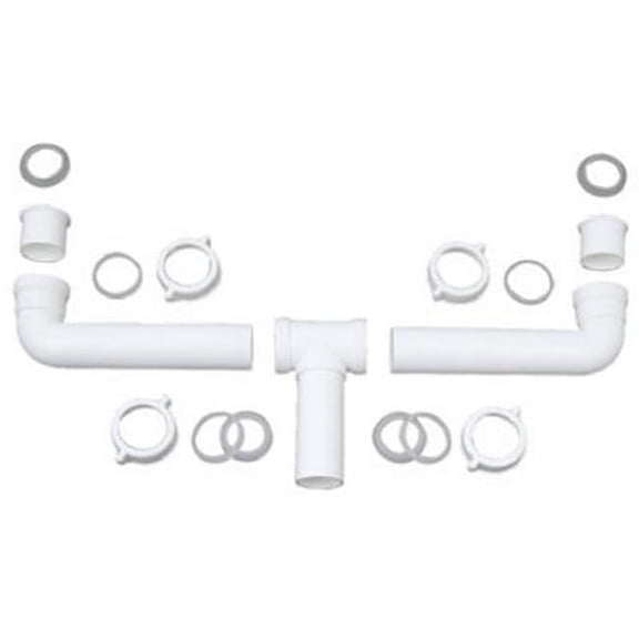 Burenda Blenders Master Plumber White Plastic 2 Bowl Center Outlet Sink