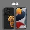 thumbnail image 5 of Highend Black Cartoon Bear Phone Case For iPhone 15 14 13 12 11 Pro Max X XS Max XR Mini 8 7 14 15Plus Matte Soft Silicone Cover, 5 of 5
