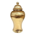 thumbnail image 1 of Jarrón decorativo de porcelana con tapa, moderno arreglo floral, elegante jarrón de cerámica. Oro, 1 of 9