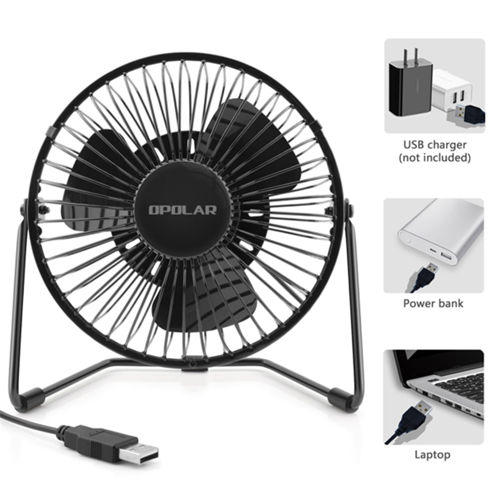 Laptop Mini 4inch Fan Portable Office Home USB Silent Metal Cooler 360° Rotating 