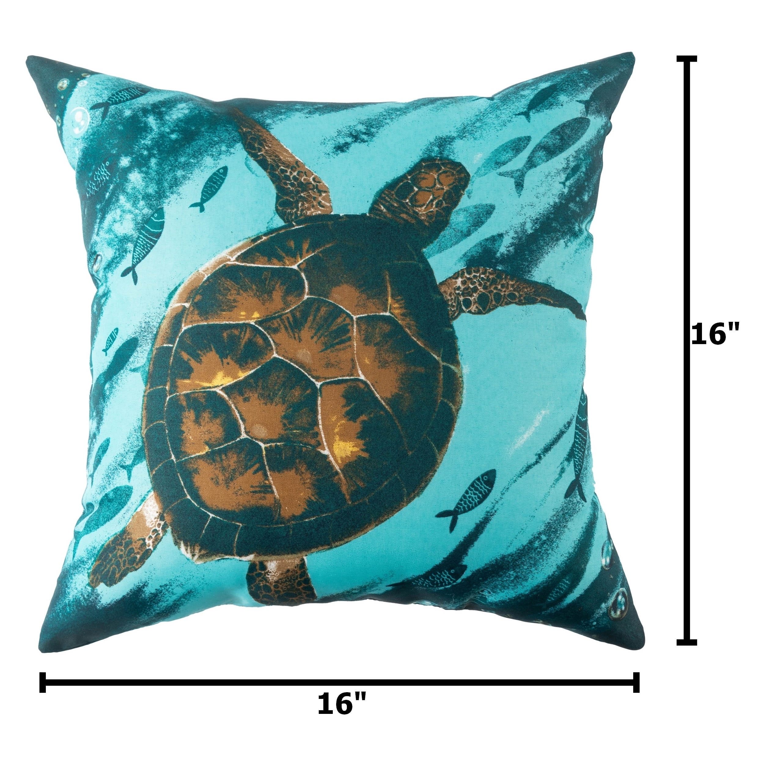 Mainstays Coastal Turtle Reversible Outdoor Throw Pillows, 2-Pack, 16 in, Blue