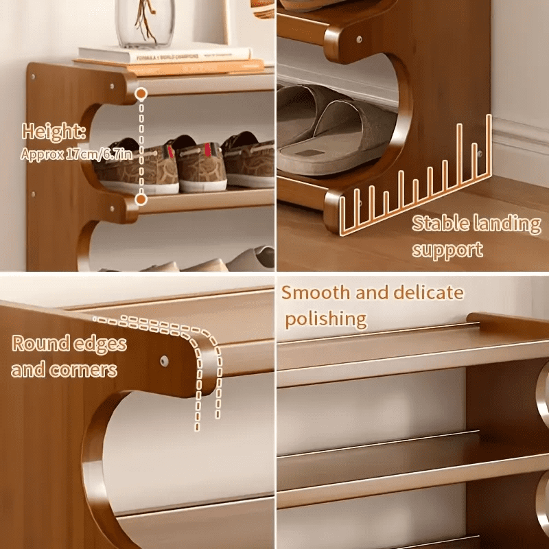 AISWORD 5-Tier Bamboo Shoe Rack Organizer,Free-Standing Shoe Storage Shelf for Entryway,Closet,Bedroom