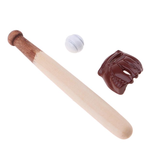 Dollhouse Baseball Kit 3 Piezas Pack de Básquet Adornos para Jardín de Muñeca 1/12 Fanmusic Dollhouse Baseball Kit