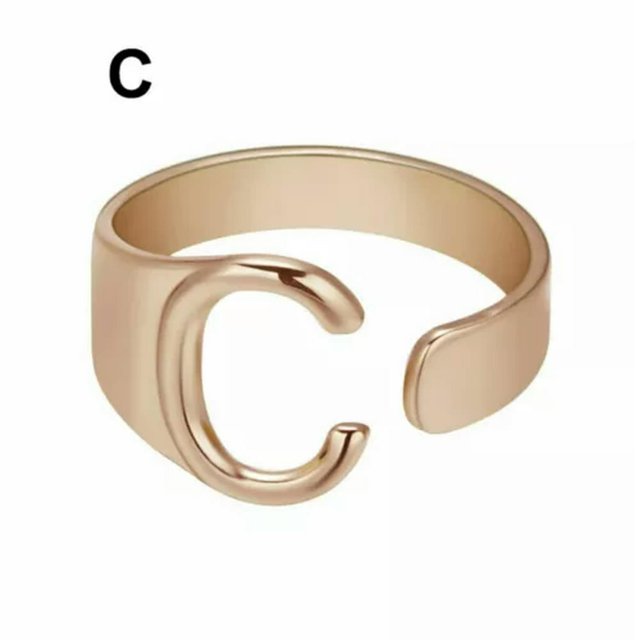 CUITING Fashion Adjustable Initial Alphabet Letter A-Z Ring Finger Rings Women Jewellery-Silver C
