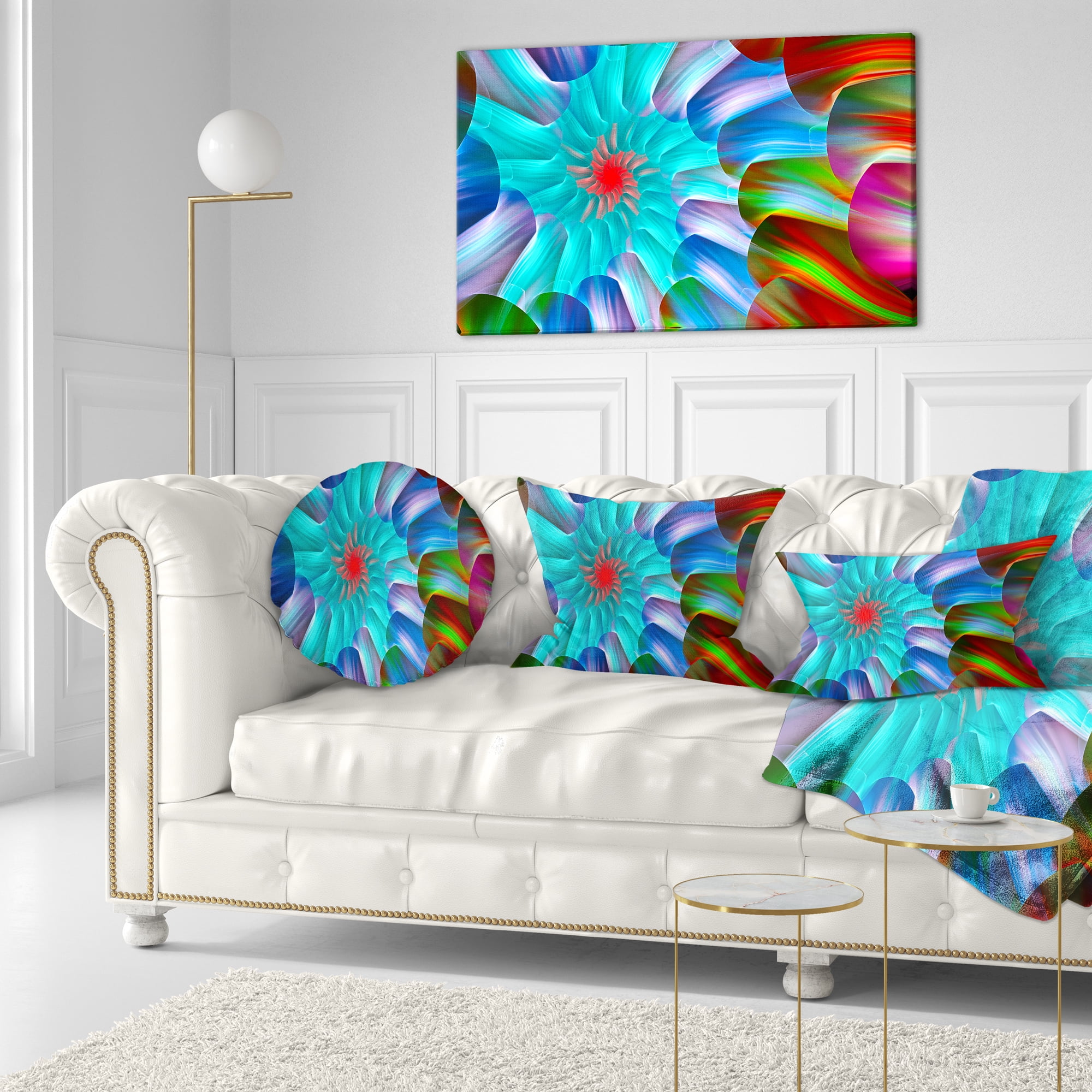 Designart Multi Layered Fractal Spirals - Abstract Throw Pillow - 12x20