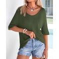 thumbnail image 3 of FreshPretty Sweaters for Women Summer Oversized Half Short Sleeve Knitted Pullover V Neck‌ Casual Loose Fit Spring Tops, 3 of 9