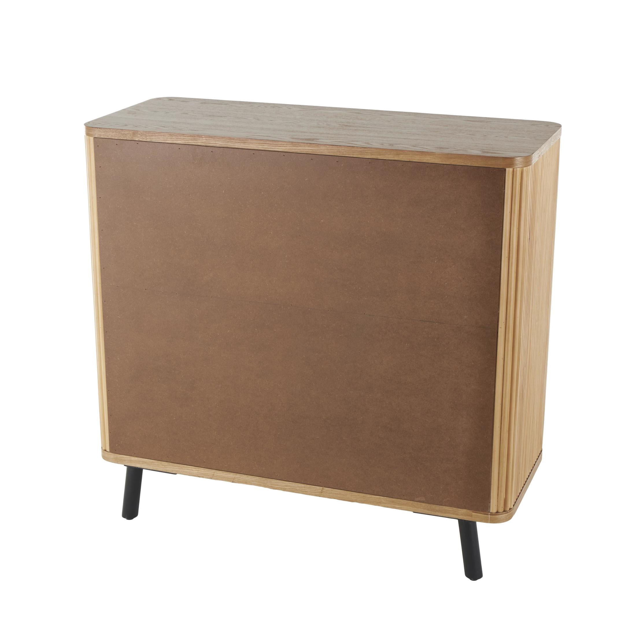 DecMode 38" x 36" Brown Wood Ribbed 9 Drawer Chest, 1-Piece
