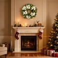 thumbnail image 4 of 24 Inch Christmas Wreath, Outdoor Christmas Wreath with Red Artificial Poinsettia Flowers Ball Ornaments Pine Cones Berries for Door Wall Window Fireplace Home Holiday Decorations, 4 of 6
