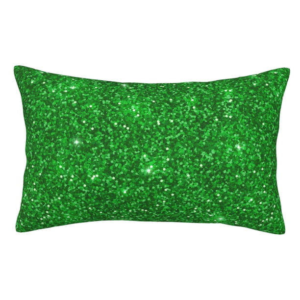 Fotbe Green Glitter Funda de Almohada Decorativa Estilo Occidental, Lujo en Algodón, Fundas para Almohadas King, Cojín Estampado para Decoración del Hogar-20"x30"