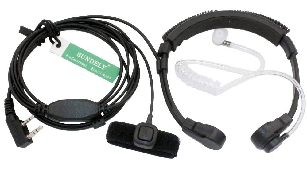 SUNDELY Throat Mic Headset Cobra 2/Two Way Radio Finger PTT 