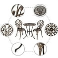 thumbnail image 4 of 3-Piece Outdoor Bistro Set Patio Set Outdoor Patio Furniture w/Rose Design, Rust-Resistant Cast Aluminum Table and Chairs w/Umbrella Hole for Balcony Backyard Garden (Bronze), 4 of 7