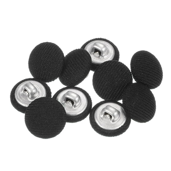 Uxcell 10pcs 20L Fabric Cloth Covered Button 12.5mm Metal Shank Round Sewing Buttons for Suits Dress Blouses, Black