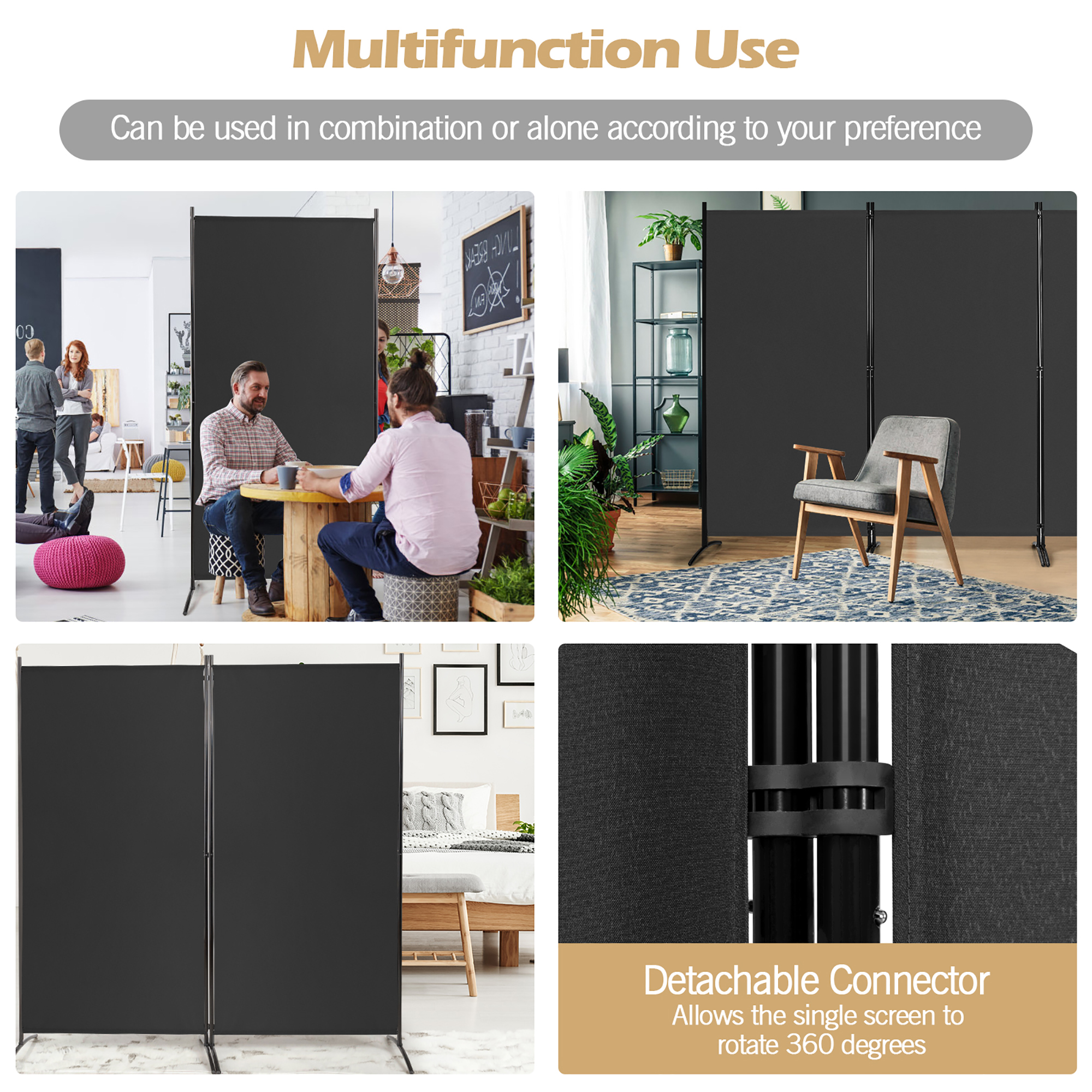 Costway 3-Panel Room Divider Folding Privacy Partition Screen for ...