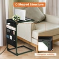 thumbnail image 4 of Set of 2 C Shaped Side Tables with Charging Station, Snack Side Table, Sofa C Table, Slide Under Sofa Table, for Living Room, Bedroom, Black, 4 of 5