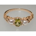 thumbnail image 6 of LBG British Made 9k Rose Gold Natural Peridot & Cultured Pearl Womens Trilogy Ring - 33 size options - Sizes 4 to 12 Available, 6 of 7