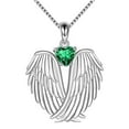 thumbnail image 1 of Collar con alas de ángel Collar con colgante de alas de ángel Collar con piedra natal Joyas navideñas para mujer Regalo, 1 of 6