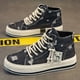thumbnail image 3 of Zapatillas de skate de caña alta de mezclilla desgastada para hombre con buen agarre, transpirables y con cordones, estilo alpargatas., 3 of 5