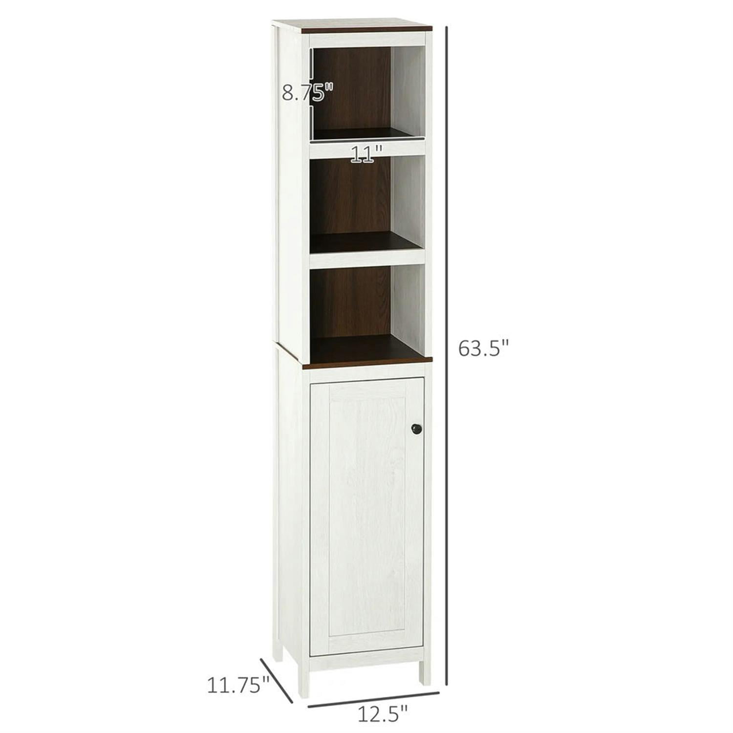 Demi Bonn 64" Tall Bathroom Storage Cabinet, Freestanding Tower Cabinet with Adjustable Shelves for Living Room, Kitchen, Dining Room, Office, White